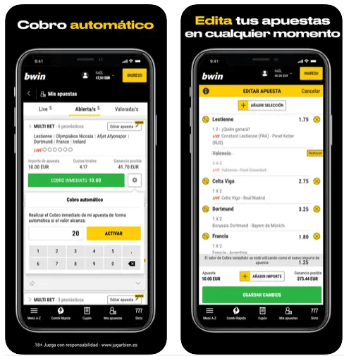 Aplicación móvil: Bwin gana